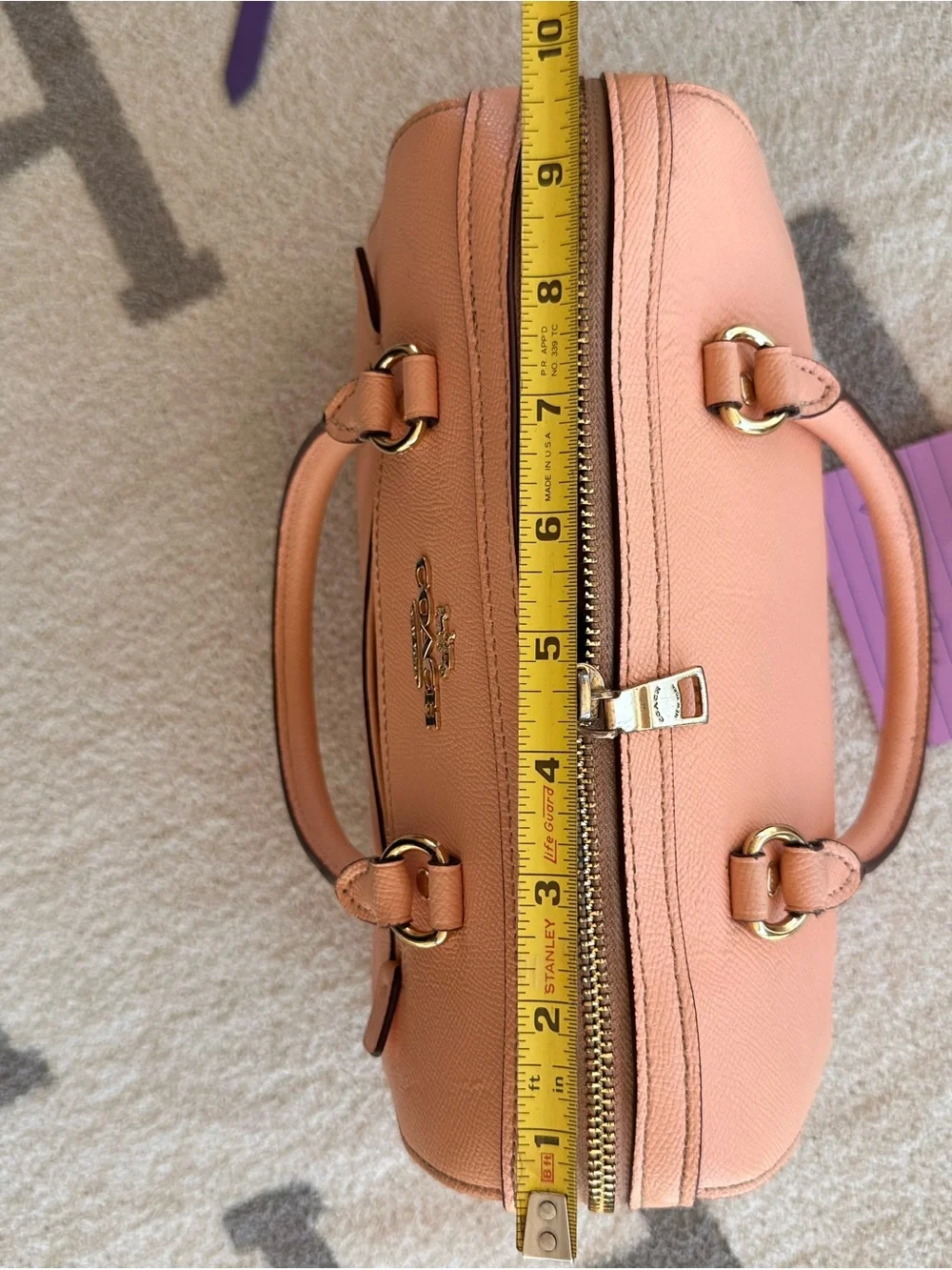 Coach Pebbled Leather Satchel in Peach Rowan 2022